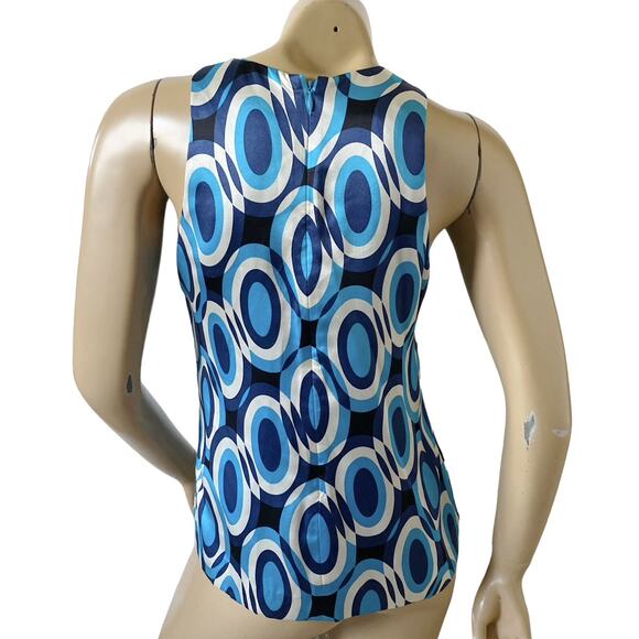 INC Womens Petite Size 6P Sleeveless Mod Print Silk Back Zip Tank Top Shirt - Picture 4 of 7